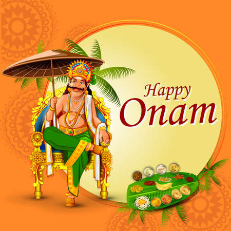 Happy Onam holiday for South India festival backgroundのイラスト素材