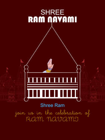 Ram Navmi background showing festival of India with Hindi massage meaning Shree Ramaのイラスト素材