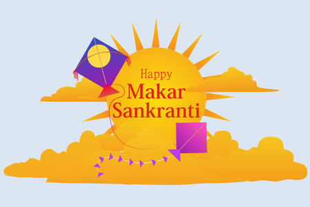 Happy Makar Sankranti background with colorful kiteのイラスト素材