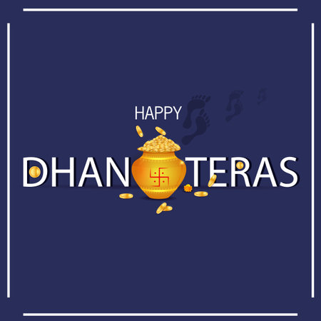easy to edit vector illustration of decorated Diwali holiday background for Happy Dhanterasのイラスト素材
