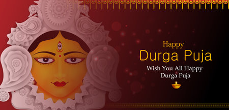 easy to edit vector illustration of Happy Durga Puja India festival holiday backgroundのイラスト素材