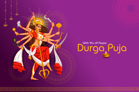 easy to edit vector illustration of Happy Durga Puja India festival holiday backgroundのイラスト素材