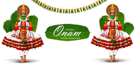 easy to edit vector illustration of Happy Onam holiday for South India festival backgroundのイラスト素材