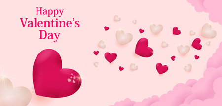 easy to edit vector illustration of heart shape in romantic love background for Happy Valentine's Day party brochure, greeting card, flyer, banner templateのイラスト素材