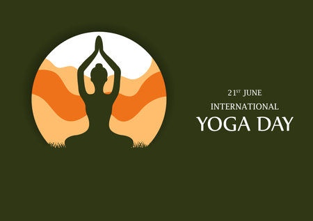 people doing asana exercise for International Yoga Day celebration on 21 Juneのイラスト素材