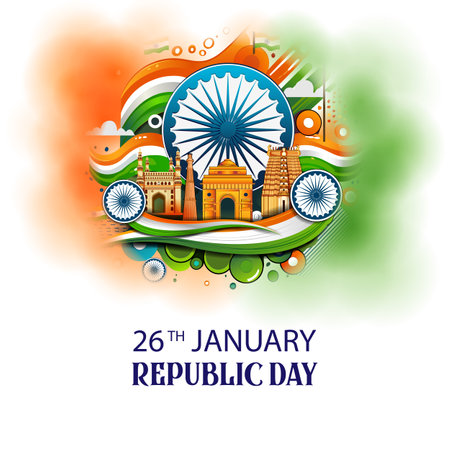 Happy Republic Day of India tricolor background for 26 Januaryのイラスト素材