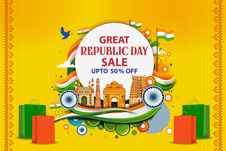 Happy Republic Day of India tricolor background for 26 Januaryのイラスト素材
