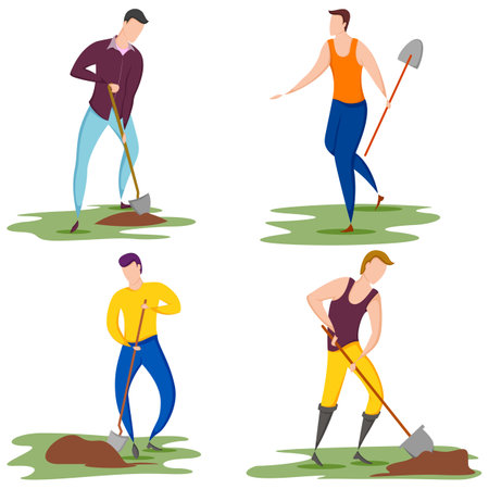 worker doing Agriculture and Farming for Agribusiness in Rural landscapeのイラスト素材