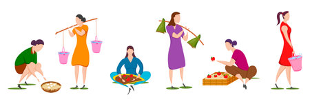 worker doing Agriculture and Farming for Agribusiness in Rural landscapeのイラスト素材