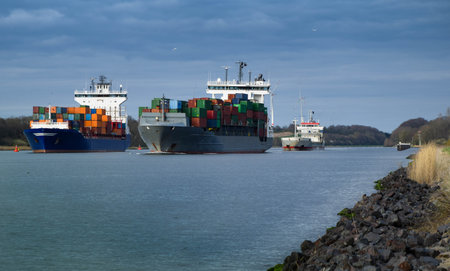 Container ship on the canalのeditorial素材