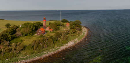 Lighthouse, Baltic Sea, Fehmarn, Schleswig-Holstein, Staberhuk, aerial, architecture, Baltic, coast, coastal region, coastline, destination, Europe, European, Germany, holiday, islの写真素材