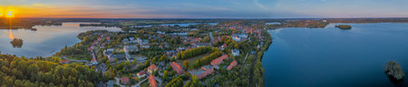 Aerial panoramic view of a townの写真素材