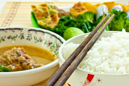 vegetables with riceの写真素材