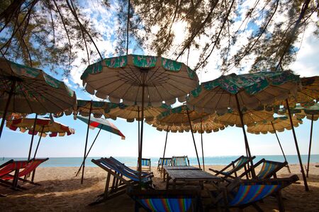 Beach umbrella and leisureのeditorial素材