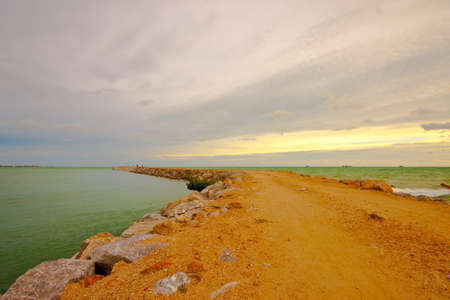road on the beachの写真素材