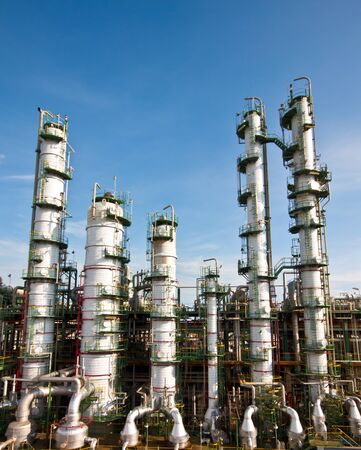 refinery plant in blue skyの写真素材