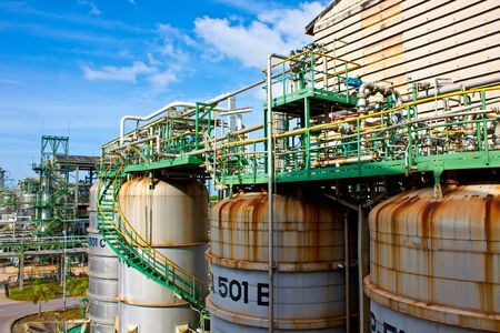 liquid tanks in petrochemical plantのeditorial素材