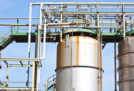 suspension tanks in petrochemical plantの写真素材