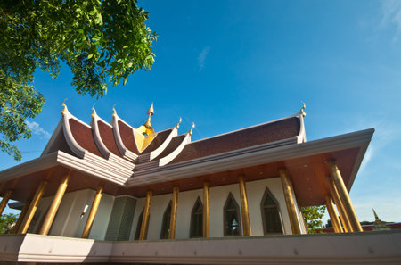 wat thai in blue sky background