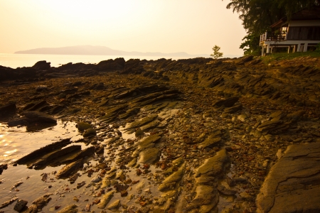 home in stone beach sunset のeditorial素材