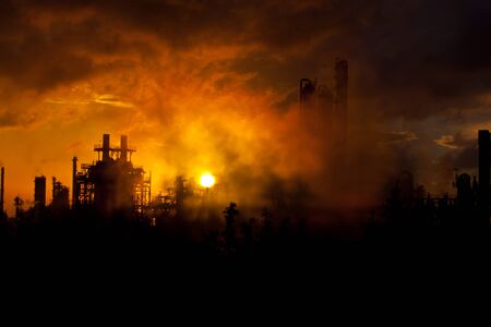 petrochemical plant in sunriseの写真素材