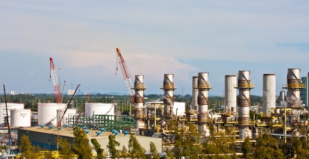 petrochemical plant in blue skyの写真素材