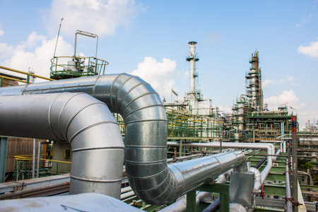 equipment, piping as found inside of a modern industrial petrochemical plant