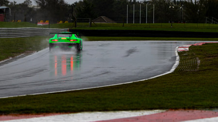 A shot of a racing car as it circuits a track.のeditorial素材