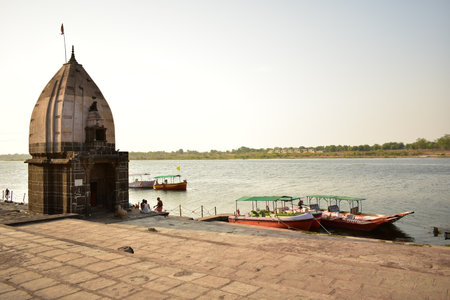 Maheshwar Fort, Narmada, Indore Indiaの写真素材