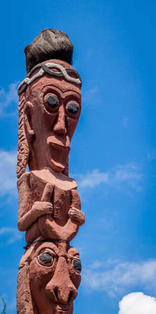 A Bataknese Style Totem Pole, Samosir Island, Lake Toba, Indonesiaのeditorial素材