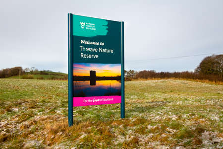 Castle Douglas, Scotland - 27th December 2020: National Trust for Scotland, Welcome to Threave Nature Reserve sign at Threave Estate, Castle Douglas, Scotlandのeditorial素材