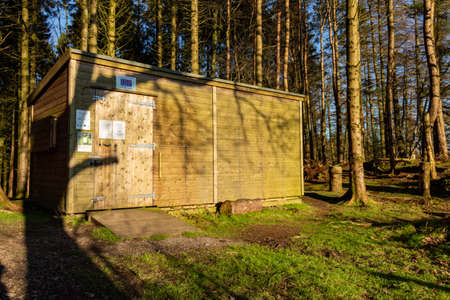 Kirkcudbright, Scotland - 28th December 2020: Red Squirrel hide at the Barhill Wood, Kirkcudbright, Scotlandのeditorial素材