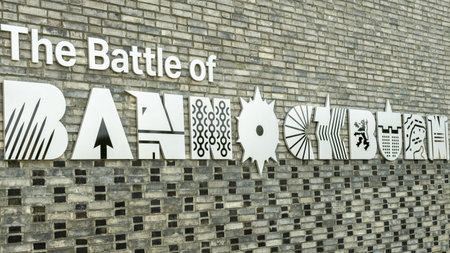 Stirling, Scotland - 26th July 2021: Sign at the Battle of Bannockburn visitors centre, Stirling Scotlandのeditorial素材