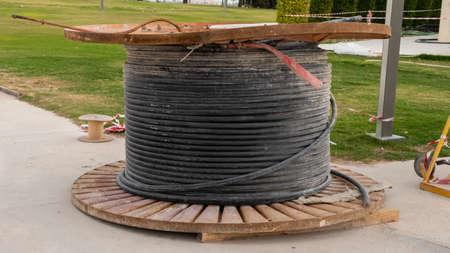 Large roll of multi-core flexible industrial electrical cableの写真素材