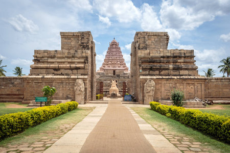 Ancient Hindu temple, Tamil Nadu, Indiaの写真素材