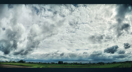 thunderclouds. Rural landscape in the country. Storm clouds