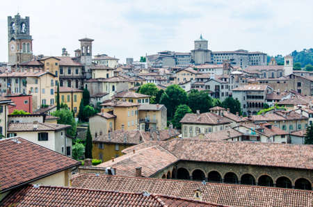 Bergamo, Italy. Beautiful view to old and traditional Italian buildings.の写真素材
