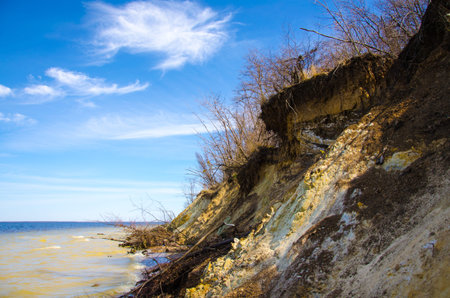 View to river coastline on a sunny day