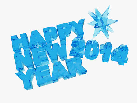 Happy new year 2014  writing letters transparent blueの写真素材