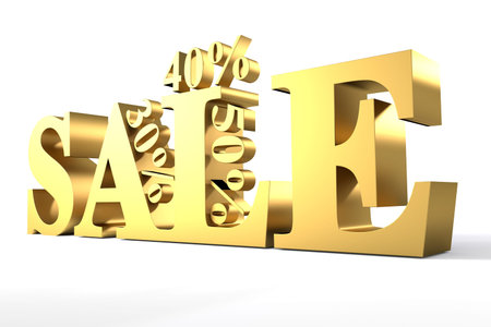 Gold word sale isolated on whiteの写真素材