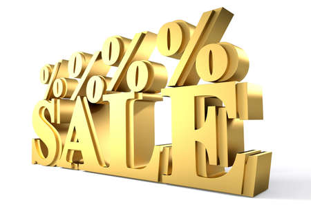 Gold word sale isolated on whiteの写真素材