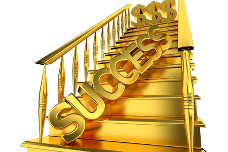 The stairs of gold labeled Successの写真素材