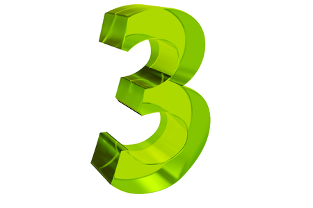 render of a green number three on a white backgroundの写真素材