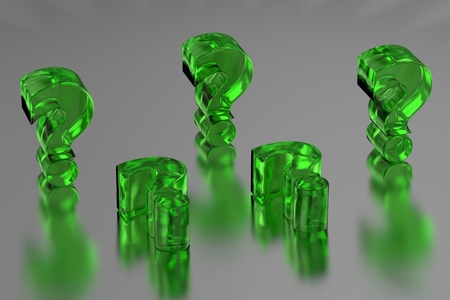 five transparent green question marksの写真素材