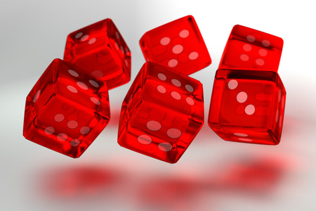 Red rolling dicesの写真素材