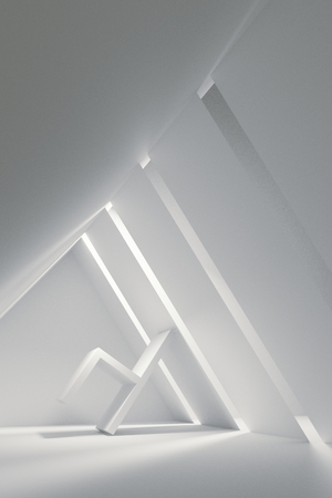 empty white room with a chair. 3d renderの写真素材