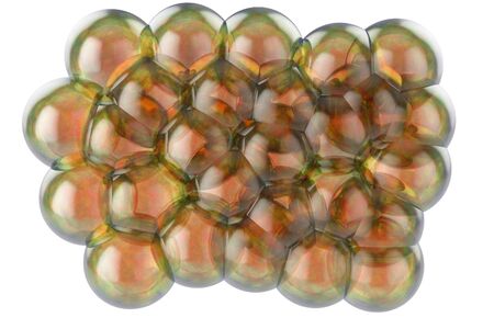 Colorful natural soap bubbles isolated on white backgroundの写真素材