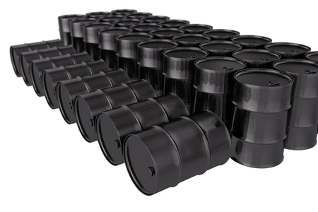 Black oil Barrels on white backgroundの写真素材