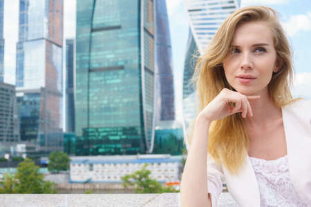 Portrait of a young confident business woman outdoorの写真素材