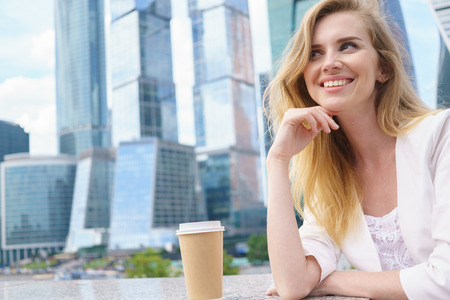 Portrait of a young confident business woman outdoorの写真素材